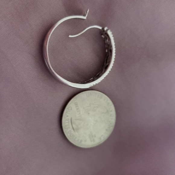 Large Helzberg Sterling Diamond Hoop Earrings - Picture 9 of 9